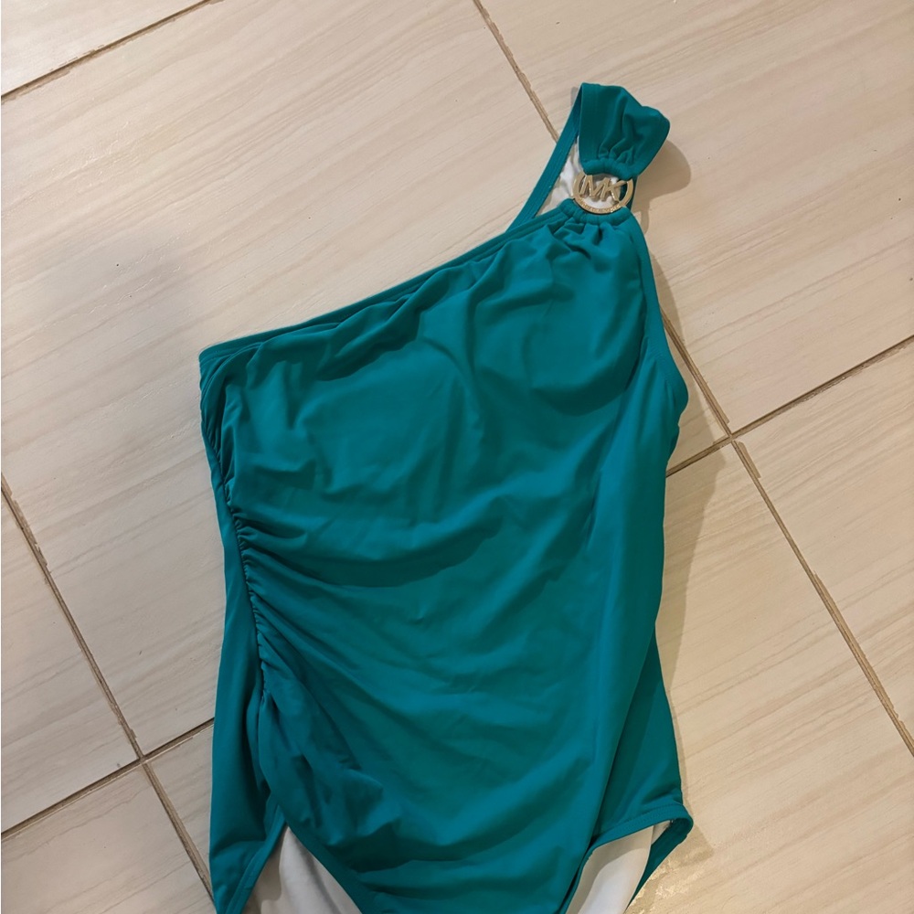 Michael Kors Teal Bathing Suit Swimsuit - Size 10 One Shoulder